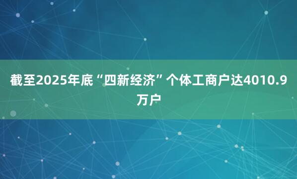 截至2025年底“四新经济”个体工商户达4010.9万户